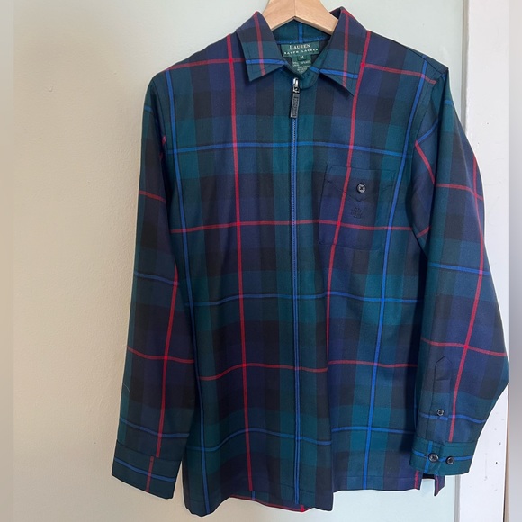Lauren Ralph Lauren Wool Plaid Flannel Zip Up - Picture 1 of 7
